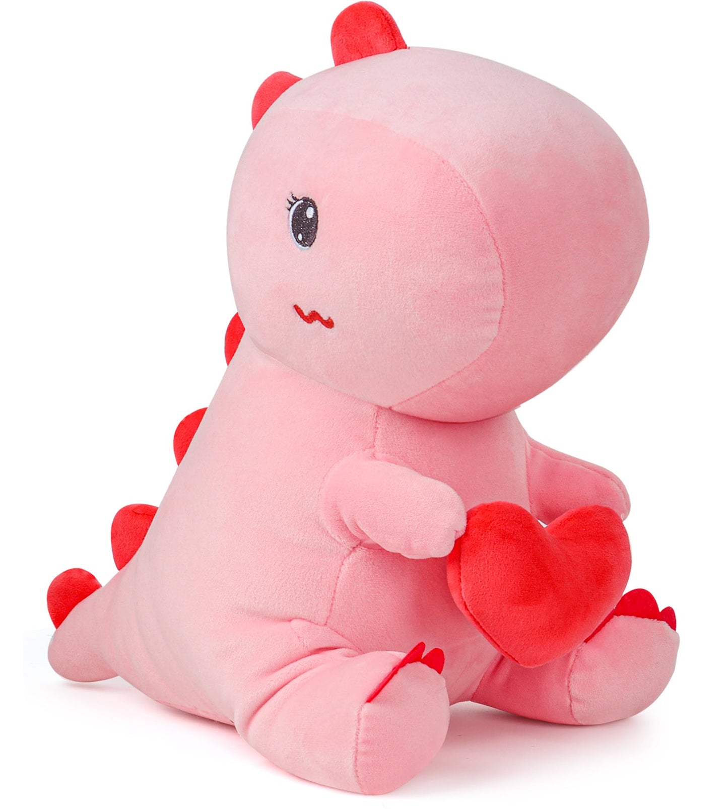 Pink Dinosaur Plush Toy 12 Inch Dinosaur Stuffed Animal Cute Dino Plush with Love Heart Valentine's Day Gift for Girlfriend/Boyfriend