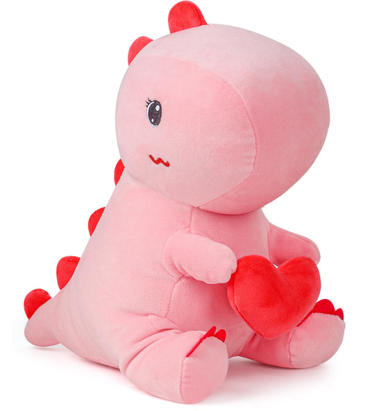 Pink Dinosaur Plush Toy 12 Inch Dinosaur Stuffed Animal Cute Dino Plush with Love Heart Valentine's Day Gift for Girlfriend/Boyfriend