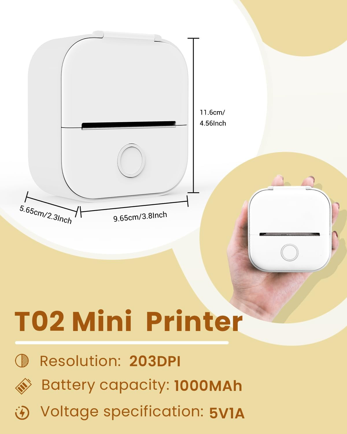 Phomemo Mini Printer - Sticker Printer T02 Portable Inkless Sticker Maker Bluetooth Mobile Printer for Study Study Notes Kids Gift Photos Journals(Green)