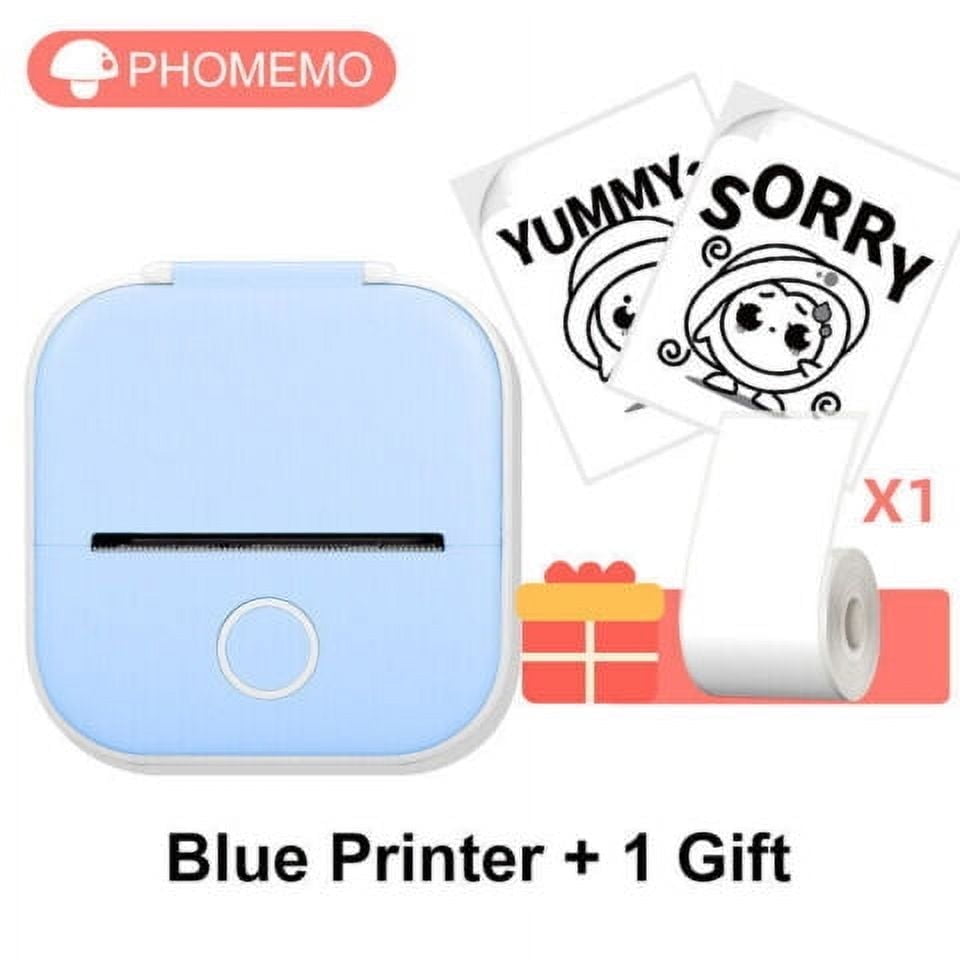 Phomemo Mini Printer - Sticker Printer T02 Portable Inkless Sticker Maker Bluetooth Mobile Printer for Study Study Notes Kids Gift Photos Journals(Green)