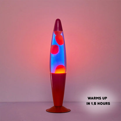 Urban Shop, 16" Rose Gold LED Motion Volcano Lamp, Pink Wax in Pink Liquid, Chrome Metal Base