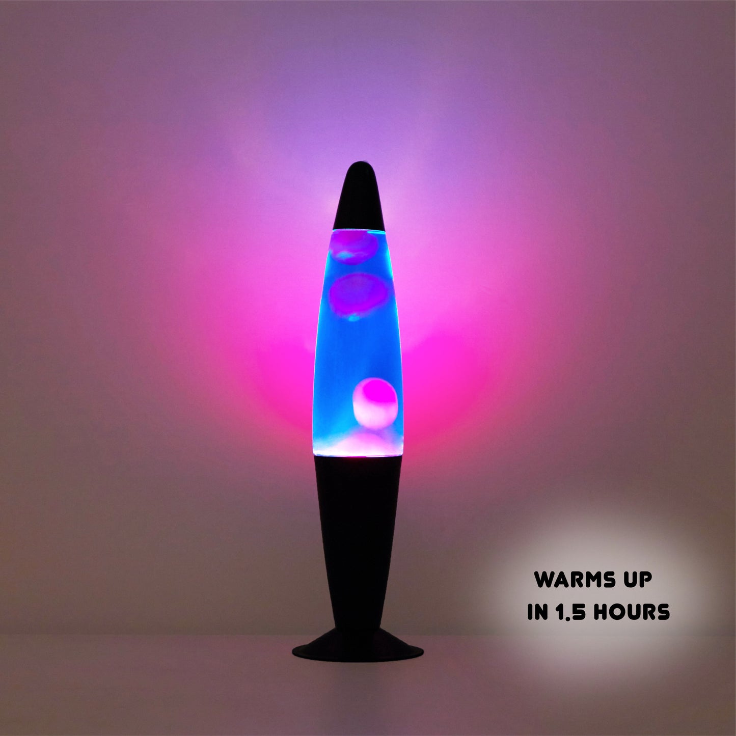 Urban Shop, 16" Rose Gold LED Motion Volcano Lamp, Pink Wax in Pink Liquid, Chrome Metal Base